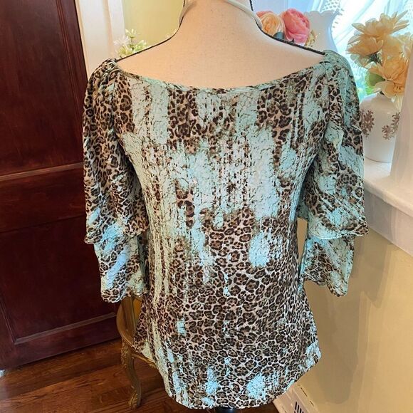 *Alberto Makali* Abstract Jungle Aqua & Brown Top Sz Small - Picture 8 of 10